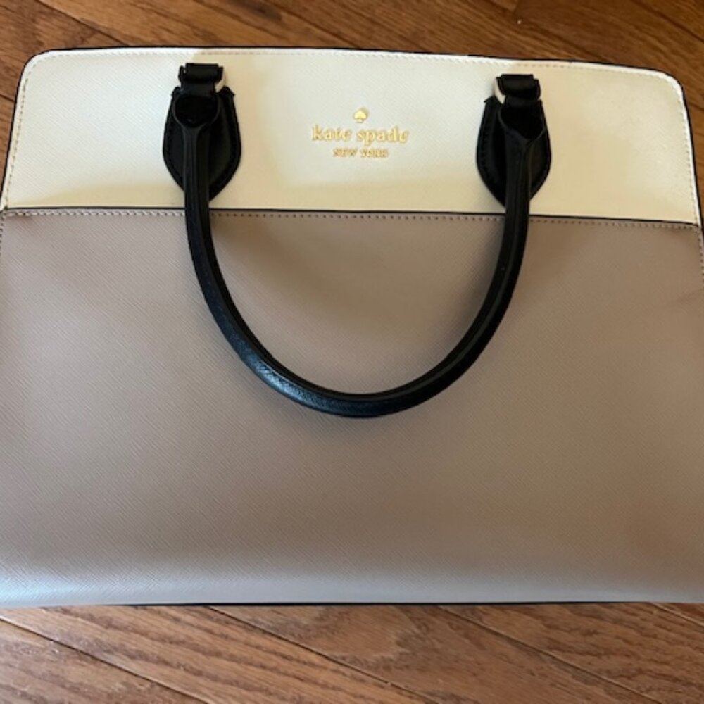 Kate Spade Madison Lg Satchel Hazelnut colorblock broken zipper